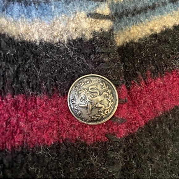 Vermont Country Store Wool Hooded Poncho Jacket Aztec Western Stripe Cabin S/M - Picture 8 of 13